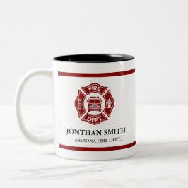 Firefighter Red Maltese Cross Fire Department Två-Tonad Mugg