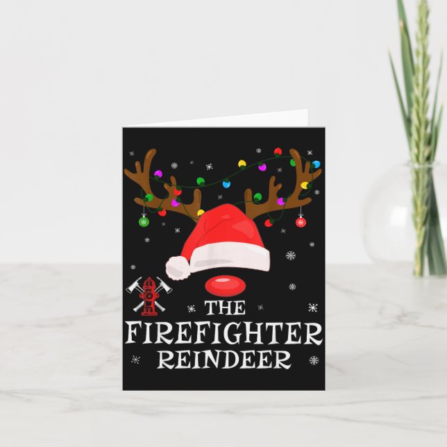 Firefighter Reindeer Family Matching Christmas Pjs Kort (Framsida)