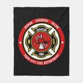Firefighter Rescue ADD NAME Fire Department Badge Fleecefilt
