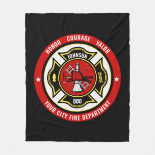 Firefighter Rescue ADD NAME Fire Department Badge Fleecefilt