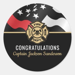 Firefighter Retirement Fire Department Flag Runt Klistermärke