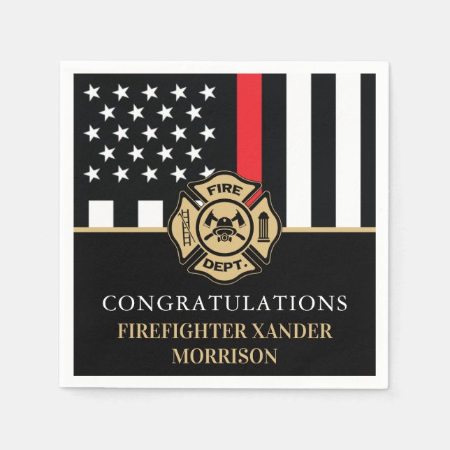 Firefighter Retirement Red Line Flag Fireman  Pappersservett (Framsidan)