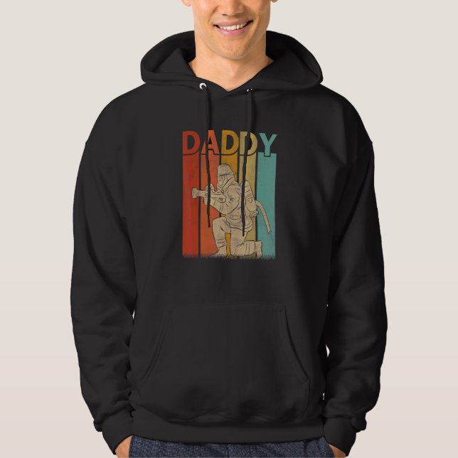 Firefighter Retro Stil Vintage  pappa Graphic Fath Hoodie (Framsida)