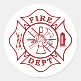 Firefighter Round Sticker Runt Klistermärke