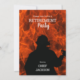 Firefighter Silhouette Flames Pension Party Inbjudningar