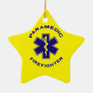 Firefighter Sjukvårdare Julgransprydnad Keramik