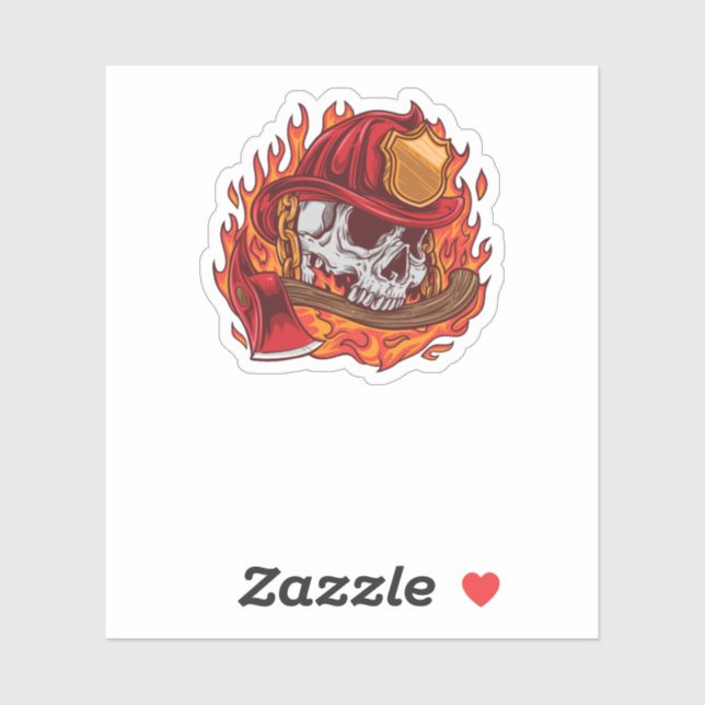 Firefighter Skull och Flames Klistermärken (Ark)