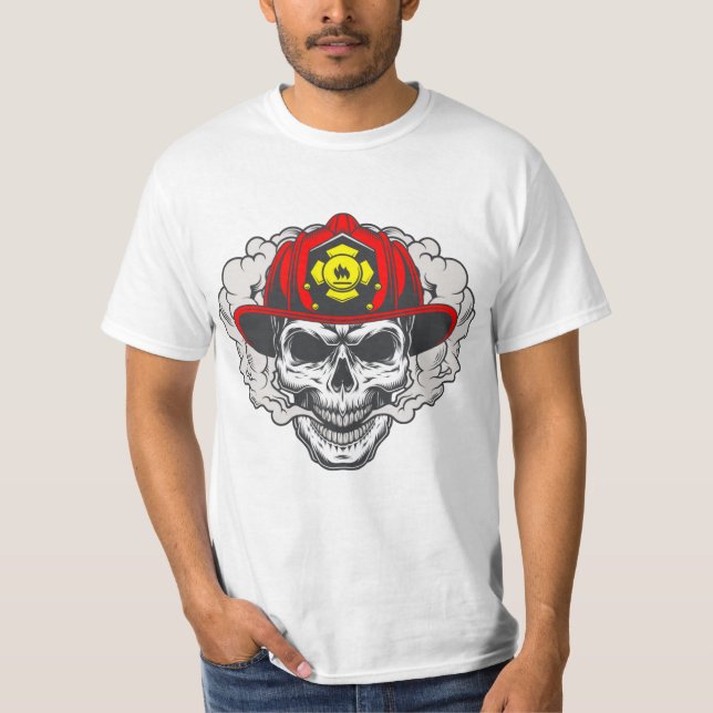 Firefighter Skull T Shirt (Framsida)