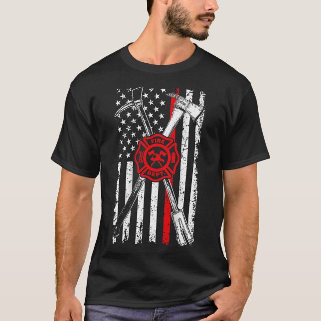 Firefighter Son Patriotic Gifts Ax Halligan Thin T Shirt (Framsida)