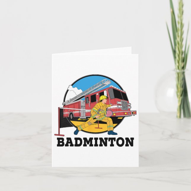 Firefighter Spela Badminton Fireman Firematch Sp Kort (Framsida)