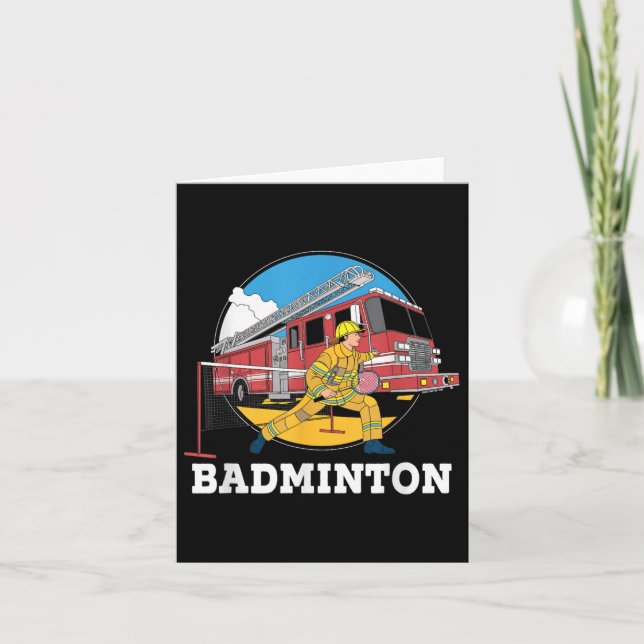 Firefighter Spela Badminton Fireman Firematch Sp Kort (Framsida)