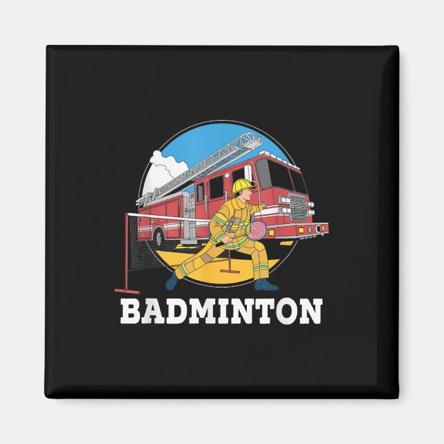 Firefighter Spela Badminton Fireman Firematch Sp Magnet (Framsidan)