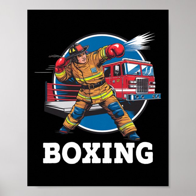 Firefighter Spela Boxing Fireman Firematch Sport Poster (Framsidan)