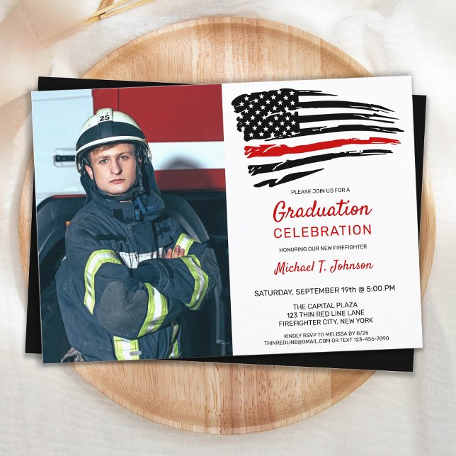 Firefighter Studenten Anpassningsbar Photo Thin Re Inbjudningar (Skapare uppladdad)
