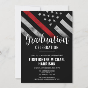 Firefighter Studenten Red Line Flagga Fireman Inbjudningar