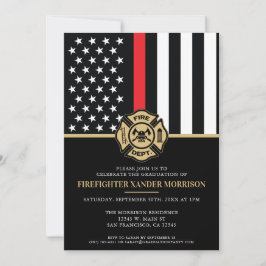 Firefighter Studenten Red Line Flagga Fireman Inbjudningar