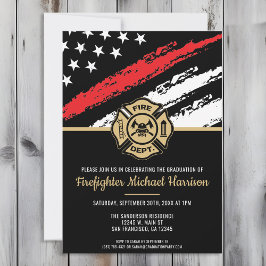 Firefighter Studenten Red Line Flagga Fireman Inbjudningar