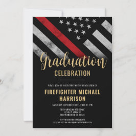 Firefighter Studenten Red Line Flagga Fireman Inbjudningar