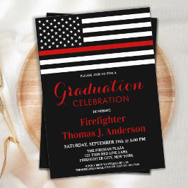 Firefighter Studenten Thin Red Line Fireman Inbjudningar
