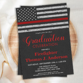 Firefighter Studenten Thin Red Line Flagga Fireman Inbjudningar