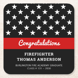 Firefighter Studenten Thin Red Line Party Underlägg Papper Kvadrat