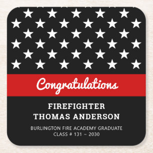 Firefighter Studenten Thin Red Line Party Underlägg Papper Kvadrat