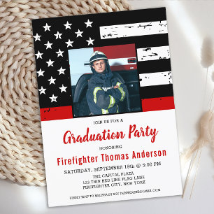 Firefighter Studenten Thin Red Line Photo Inbjudningar