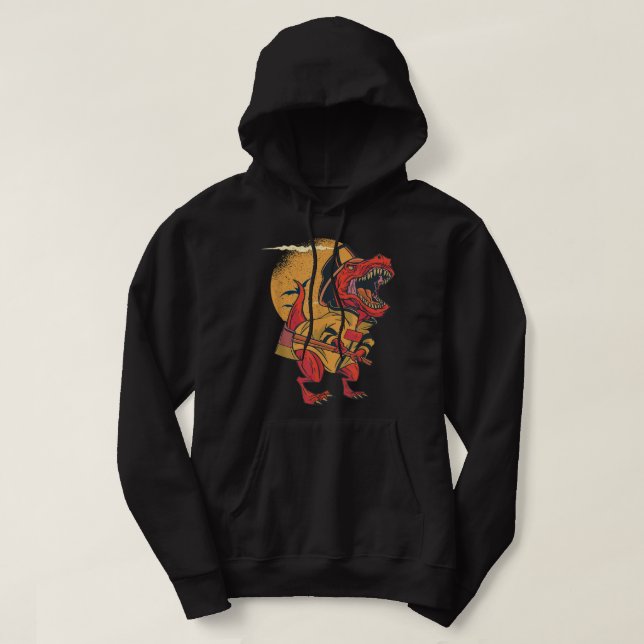Firefighter T-Rex Dinosaur Firefighter Helmet T-Re Hoodie (Design framsida)