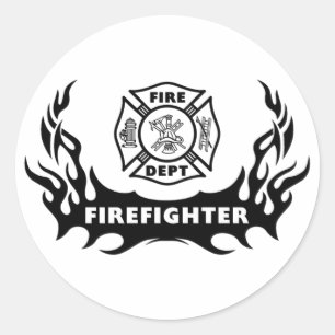 Firefighter Tattoo Runt Klistermärke