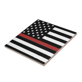 Firefighter Thin Red Line America Flagga Fire Rädd Kakelplatta