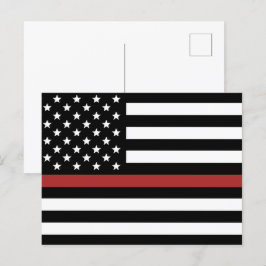 Firefighter Thin Red Line America Flagga Fire Rädd Vykort