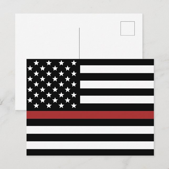 Firefighter Thin Red Line America Flagga Fire Rädd Vykort (Fram/baksida)