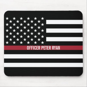 Firefighter Thin Red Line American Flagga Add Namn Musmatta