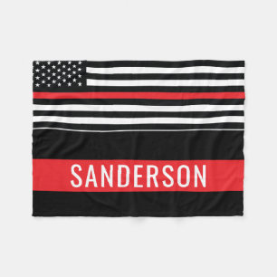 Firefighter Thin Red Line American Flagga Fireman Fleecefilt