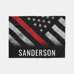 Firefighter Thin Red Line American Flagga Fireman Fleecefilt