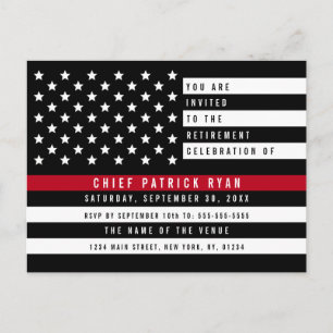 Firefighter Thin Red Line American Flagga Pension Vykort
