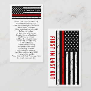 Firefighter Thin Red Line Bulk Fireman's Prayer Visitkort