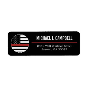 Firefighter Thin Red Line Fire Rädding America Fla Returadress Etikett