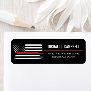 Firefighter Thin Red Line Fire Rädding America Fla Returadress Etikett