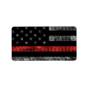 Firefighter Thin Red Line Flagga Adressetikett
