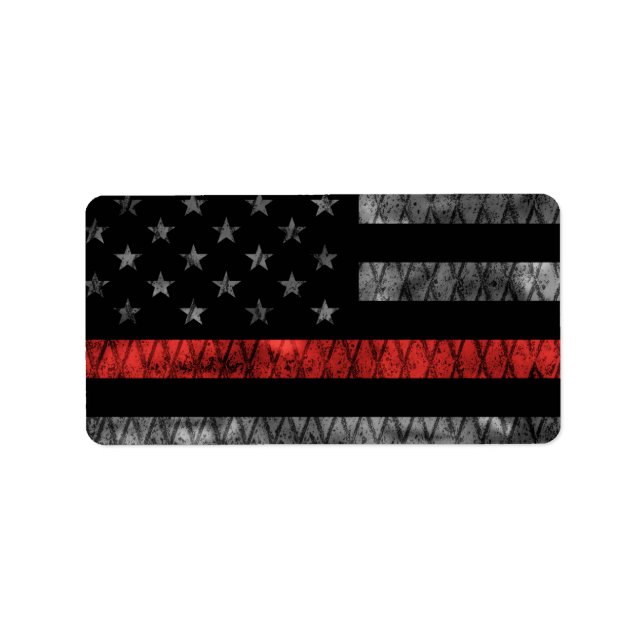 Firefighter Thin Red Line Flagga Adressetikett (Framsidan)