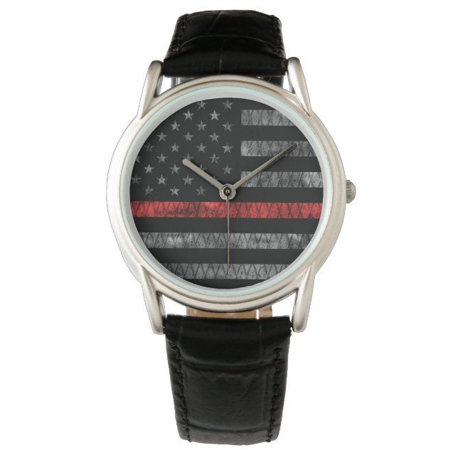 Firefighter Thin Red Line Flagga Armbandsur (Framsida)