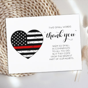 Firefighter Thin Red Line Flagga Heart Tack Vykort