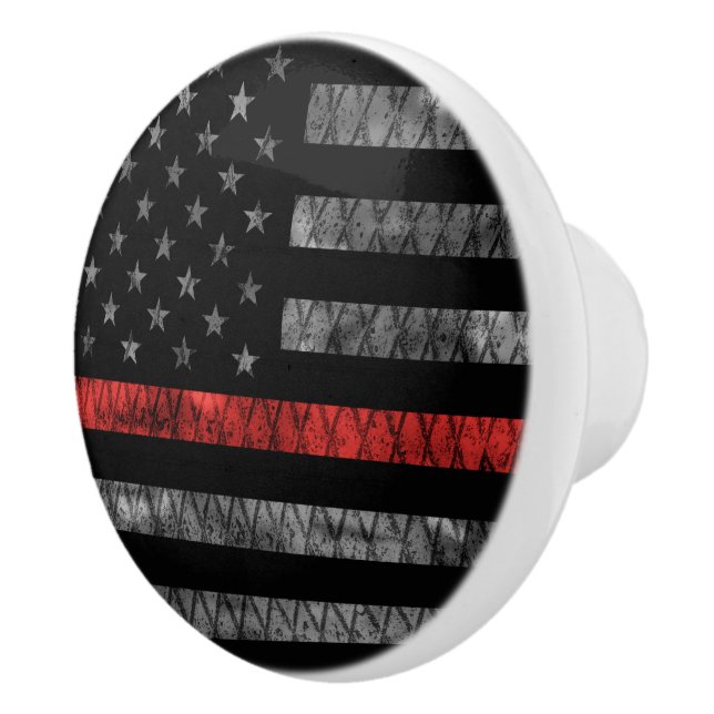 Firefighter Thin Red Line Flagga Knopp (Höger)