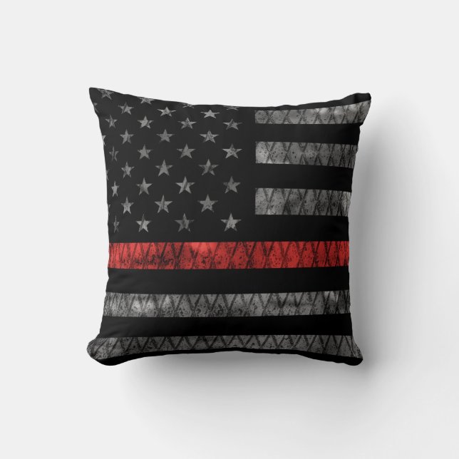 Firefighter Thin Red Line Flagga Kudde (Framsida)