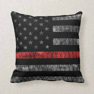 Firefighter Thin Red Line Flagga Kudde