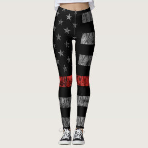 Firefighter Thin Red Line Flagga Leggings
