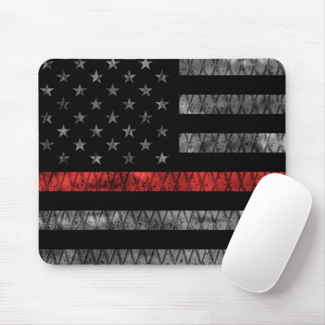 Firefighter Thin Red Line Flagga Musmatta (Med mus)