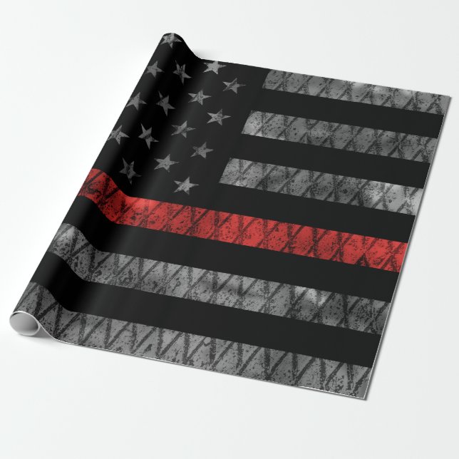 Firefighter Thin Red Line Flagga Presentpapper (Utrullad)