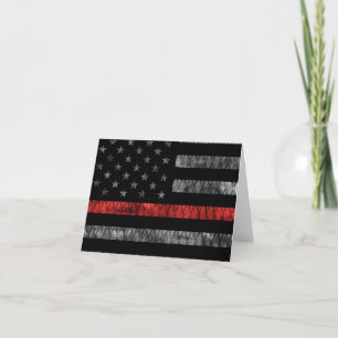 Firefighter Thin Red Line Flagga Tack Kort